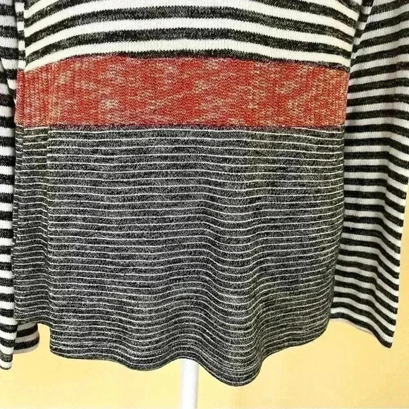 Hem & Thread Gray/White Striped Open Front Cotton/Rayon Waterfall Cardigan SizeM - Picture 7 of 11